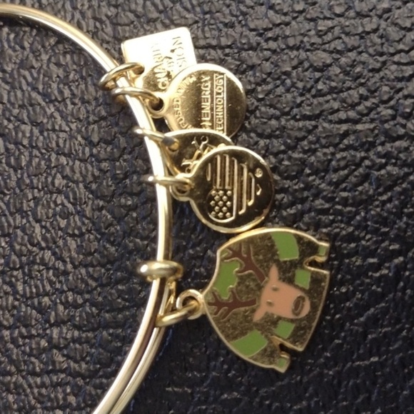 Alex and Ani Jewelry - Alex and Ani Deer Sweater Holiday Gold Charm Bracelet adjustable Bangle boho